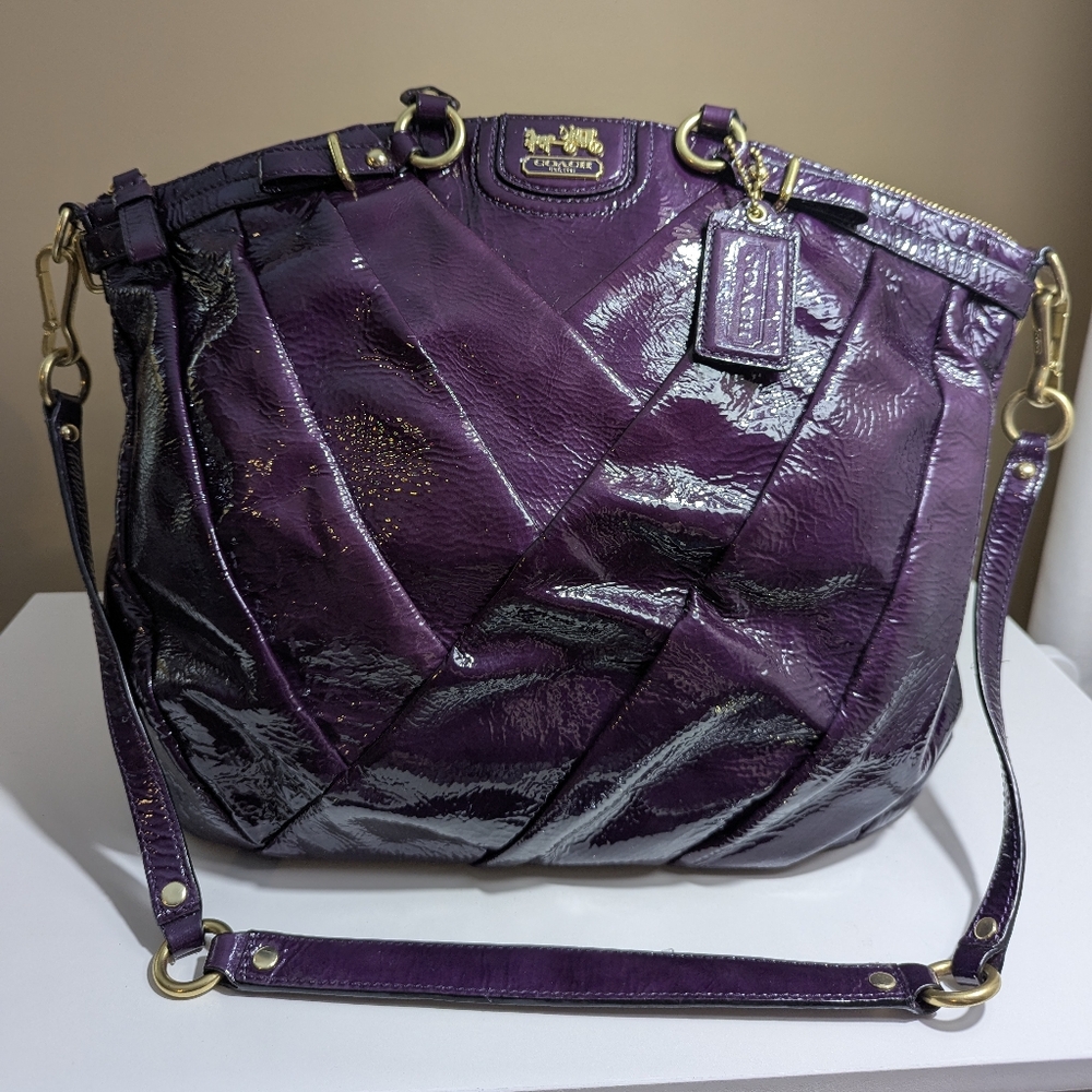 Coach Madison diagonal patent leather Lindsey handbag 21299